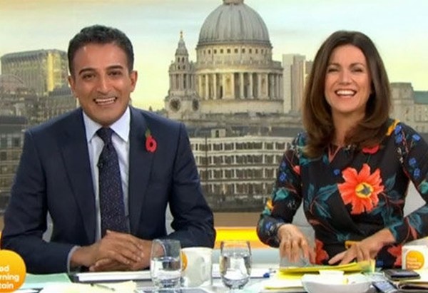 Adil Ray presenting Good Morning Britain with Susanna Reid.