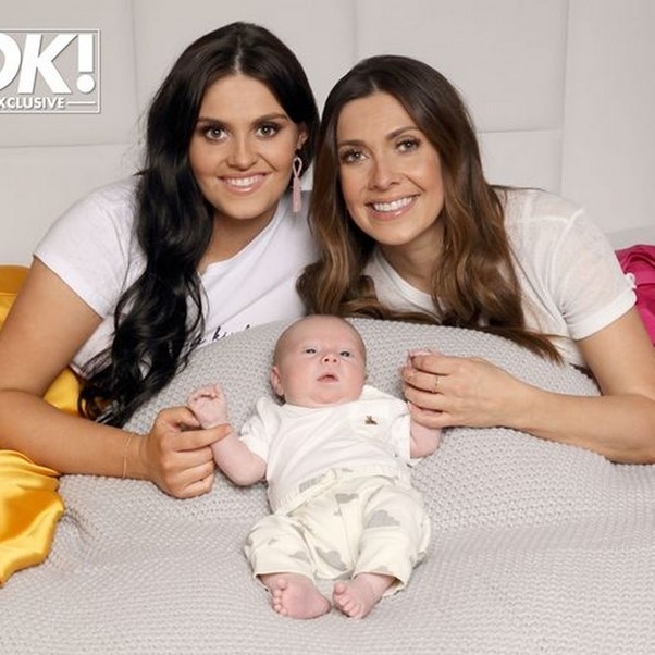 Emilie Mae Cunliffe and Kym Marsh with Emilie’s new baby boy.