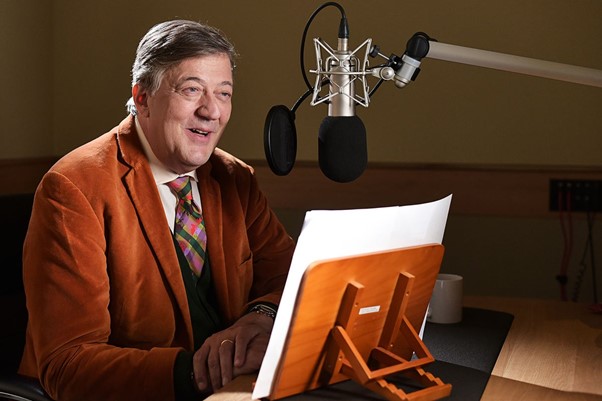 The actor, writer and comedian recording some of his audiobooks.