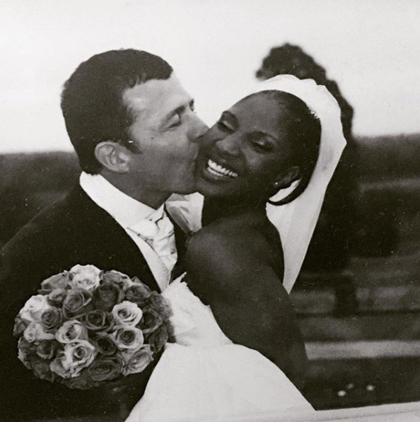 Denise Lewis Husband: With her husband Steve Finan O’Connor on their wedding day.