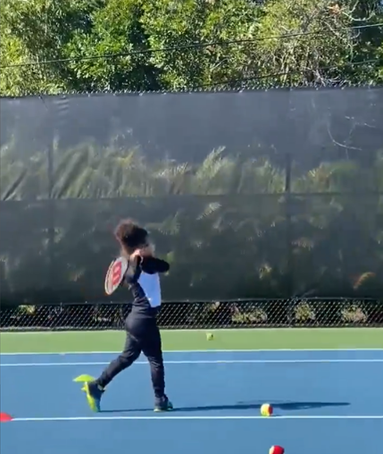 Serena Williams Children: Olympia works on her tennis skills.