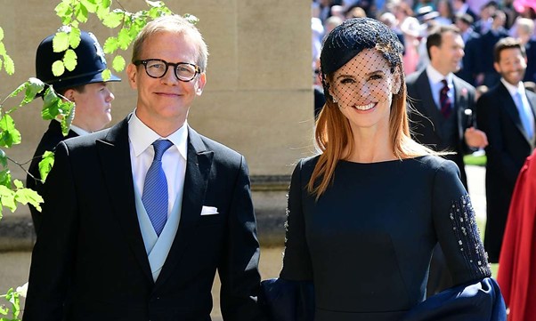 Sarah Rafferty Husband: The actress and her Suits co-star Patrick J. Adams at Megan Markle’s wedding.