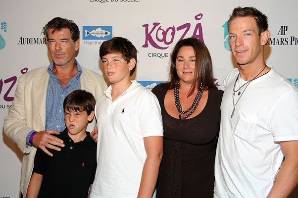 Pierce Brosnan Children: The actor, his wife Keeley, and their sons.