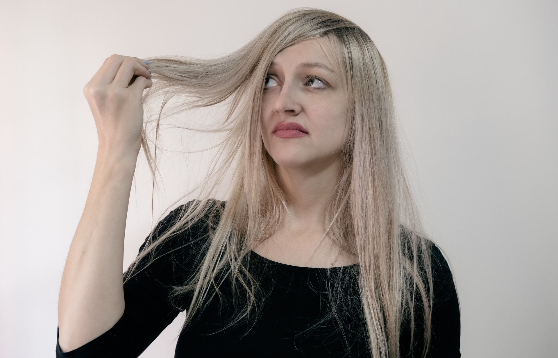 Woman Annoyed with Hair